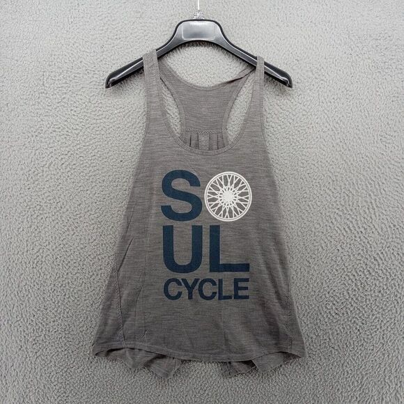 Lululemon Soul Cycle Shirt Womens Size 4‎ Gray Heather Logo Tank Top No Size Tag - Picture 1 of 5
